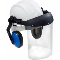 Capacete Com Abafador+Viseira Plastcor Branco 