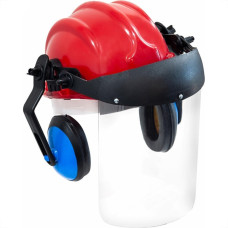 Capacete Com Abafador+Viseira Plastcor Vermelho 