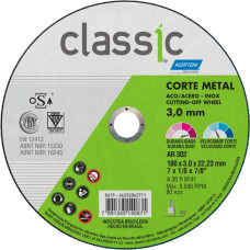 Disco De Corte Para Ferro Norton 302 Classic 07X1/8X7/8 