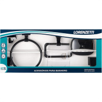 Acessorio Wc Lorenzetti Fortti Preto F24 Kit Com 5 Pecas 