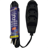 Extensao Naticon Tripla Paralela 2X0,75 Preta 2M 559