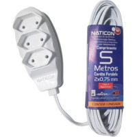 Extensao Naticon Tripla Paralela 2X0,75 Branca 5M 580