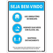 Placa Sinalizacao Poliestireno 20X30 ''Seja Bem Vindo Orientacoes Oms'' Cov03