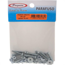 Cartela Parafuso Rosca Maquina Preguim   Redonda 1/8 X 3/4+Porca+Arruela Com 15 Pecas 1330