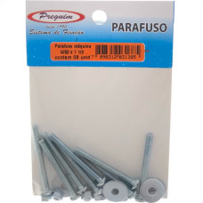 Cartela Parafuso Rosca Maquina Preguim   Redonda 5/32 X 11/2+Porca+Arruela Com 08 Pecas 1385