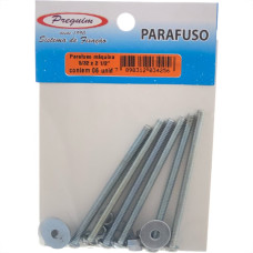 Cartela Parafuso Rosca Maquina Preguim   Redonda 5/32 X 21/2+Porca+Arruela Com 06 Pecas 4256