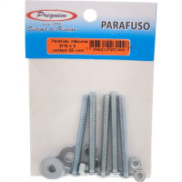 Cartela Parafuso Rosca Maquina Preguim   Redonda 3/16 X 2+Porca+Arruela Com 05 Pecas 1446