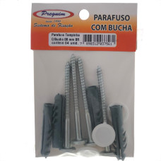 Cartela Parafuso Madeira Preguim Cabeca Tampinha Philips Com Bucha 08Mm Com 04 Pecas 7561