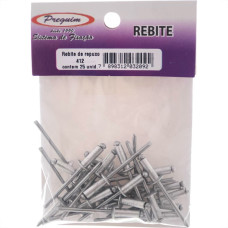 Cartela Rebite Preguim Aluminio Repuxo 412 Com 25 Pecas 2092