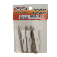 Cartela Bucha Fixacao Preguim Baiano/Gesso 08 Com Parafuso Com 04 Pecas 6632