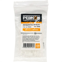 Abracadeira Nylon Perkon Branca 2,5X 60 100 Pecas 1246