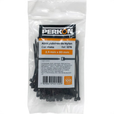 Abracadeira Nylon Perkon Preta 2,5X 80 100 Pecas 1278