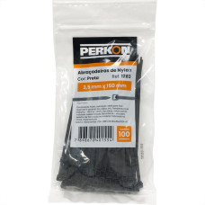 Abracadeira Nylon Perkon Preta 3,5X150 100 Pecas 1283