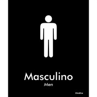 Placa Sinalizacao Poliestireno 15X18 ''Masculino (Portugues/Ingles)'' Blk02