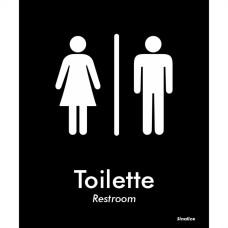 Placa Sinalizacao Poliestireno 15X18 ''Toilette Unissex (Portugues/Ingles)'' Blk04