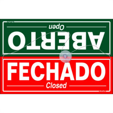 Placa Sinalizacao Poliestireno 10X320 ''Aberto/Fechado Com Fio De Nylon E Ventosa 250Cf