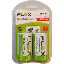 Pilha Recarregavel Flexgold Grande ''D'' Com 2 Pecas 4500Mah Fx-D45B2