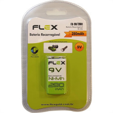 Pilha Recarregavel Flexgold Bateria 9V Com 1 Peca 280Mah Fx-9V/28B1