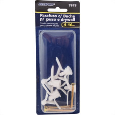 Cartela Bucha Fixacao Drywal Brasfort 04-16Mm+Parafuso Phillips Kit 4 Pecas 7678