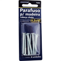 Cartela Parafuso Madeira Brasfort Cabeca Chata Fenda 4,2X40 Cartela Com 8 Pecas 7683