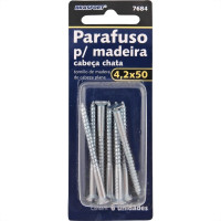 Cartela Parafuso Madeira Brasfort Cabeca Chata Fenda 4,2X50 Cartela Com 6 Pecas 7684