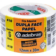 Fita Dupla Face Adelbras De Papel Branca 12 X 30M Flowpack  - Kit C/6 