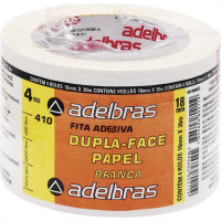 Fita Dupla Face Adelbras De Papel Branca 18 X 30M  - Kit C/4 