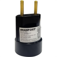 Pino Porta Lampada 2 Polos Brasfort Preto 7995 - Kit C/20 