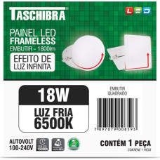 Luminaria Led Plafon Taschibra Frameless Borda Infinita Embutir Quadrado 18W 6500K 12Cm 