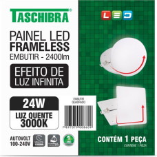 Luminaria Led Plafon Taschibra Frameless Borda Infinita Embutir Quadrado 24W 3000K 17Cm 