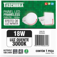 Luminaria Led Plafon Taschibra Frameless Borda Infinita Embutir Redondo 18W 3000K 12Cm 