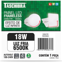 Luminaria Led Plafon Taschibra Frameless Borda Infinita Embutir Redondo 18W 6500K 12Cm 