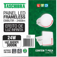 Luminaria Led Plafon Taschibra Frameless Borda Infinita Embutir Redondo 24W 3000K 16,5Cm 