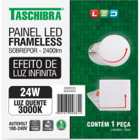 Luminaria Led Plafon Taschibra Frameless Borda Infinita Externo Quadrado 24W 3000K 17Cm 