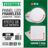 Luminaria Led Plafon Taschibra Frameless Borda Infinita Externo Quadrado 36W 3000K 22,2Cm 