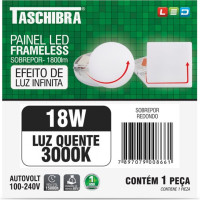 Luminaria Led Plafon Taschibra Frameless Borda Infinita Externo Redondo 18W 3000K 12Cm 