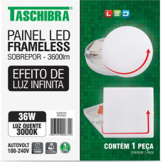 Luminaria Led Plafon Taschibra Frameless Borda Infinita Externo Redondo 36W 3000K 22,2Cm 