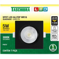 Spot Led Taschibra Alltop Embutir Quadrado Preto 5W 3000K 