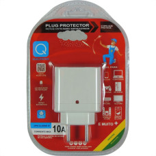 Protetor De Surto Plug 2P 10A Qualitronix Branco Qpp01B