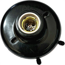 Plafonier Pvc Elite Preto Redondo Soquete Porcelana E27 8-248