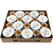 Soquete De Teto Brasfort Branco E-27 9090 - Kit C/20 
