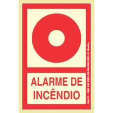 Placa Sinalizacao Pvc 13,5X20 ''Alarme De Incêndio'' Fluorescente 220Bv