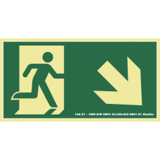 Placa Sinalizacao Pvc 20X30 ''Saida Seta Desce Direita Fluorescente'' 250Ci