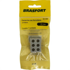 Cartela Conector Porcelana Brasfort 3 Polos 10Mm Com 1 Peca 9088