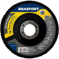 Disco Flap Brasfort 4.1/2'' 40G Conico Oxido Aluminio 9105 - Kit C/10 