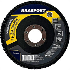 Disco Flap Brasfort 4.1/2'' 60G Conico Oxido Aluminio 9106 - Kit C/10 