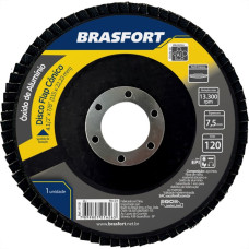Disco Flap Brasfort 4.1/2'' 120G Conico Oxido Aluminio 9108 - Kit C/10 