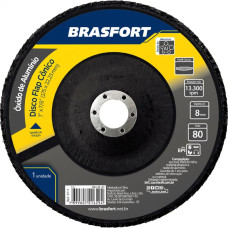 Disco Flap Brasfort 7'' 80G Conico Oxido Aluminio 9111 - Kit C/5 