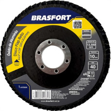 Disco Flap Brasfort 4.1/2'' 40G Reto Oxido Aluminio 9113 - Kit C/10 