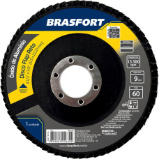 Disco Flap Brasfort 4.1/2'' 60G Reto Oxido Aluminio 9114 - Kit C/10 